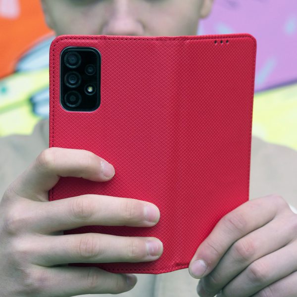 Калъф тефтер за Xiaomi Redmi Note 10 червен камера