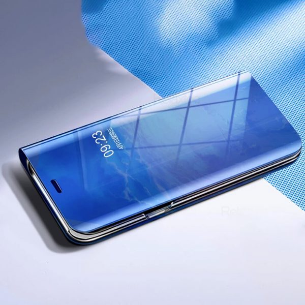 Огледален смарт калъф за Samsung Galaxy A72 син отпред