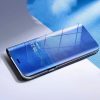 Огледален смарт калъф за Samsung Galaxy S21 FE син отпред