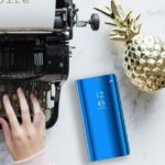 Огледален смарт калъф за Xiaomi Redmi Note 11 5G син отпред 2