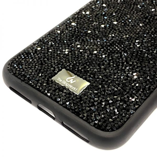 Оригинален калъф с черни кристали за iPhone 13 mini лого