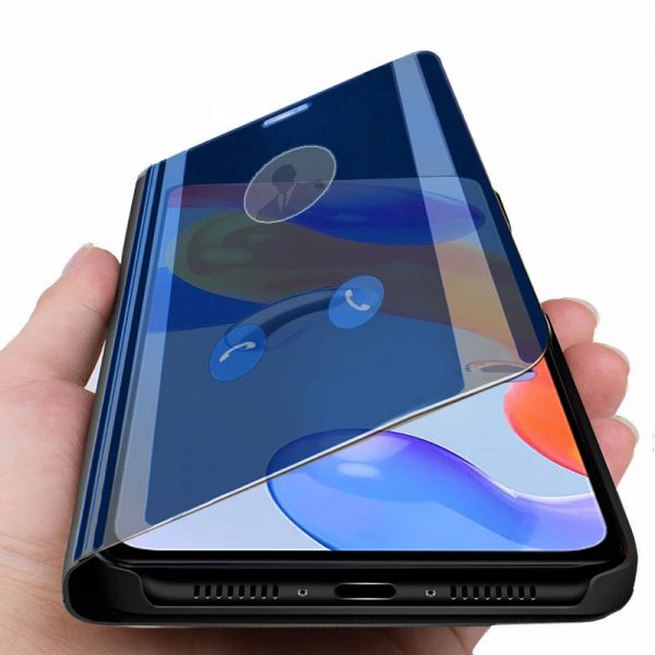 Огледален смарт калъф за Samsung Galaxy A12 5G син отдолу