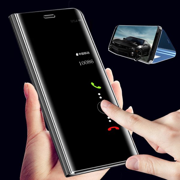Огледален смарт калъф за Samsung Galaxy A12 5G черен демонстрация