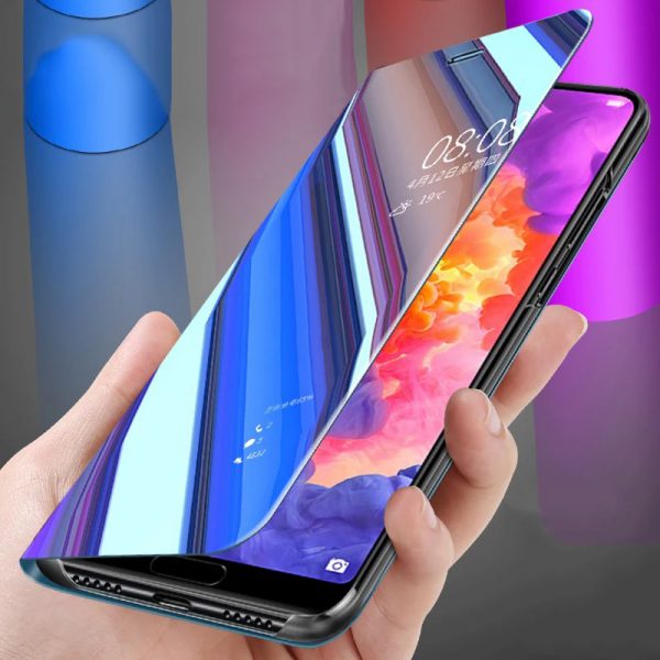 Огледален смарт калъф за iPhone 11 Pro Max син изглед