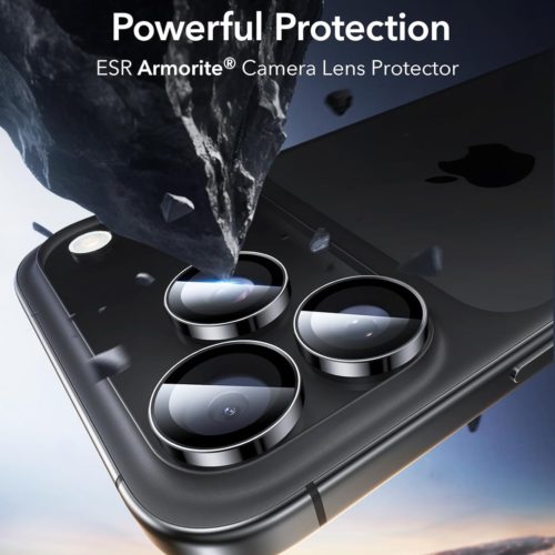 Стъклен протектор за камерата на iPhone 15 Pro Max черен мощна защита