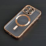 Прозрачен силиконов калъф за iPhone 15 Pro Max - златен