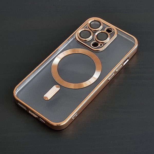Прозрачен силиконов калъф за iPhone 15 Pro Max златен