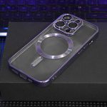 Прозрачен силиконов калъф за iPhone 15 Pro Max - лилав