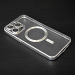 Прозрачен силиконов калъф за iPhone 15 Pro Max - сребърен
