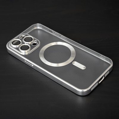 Прозрачен силиконов калъф за iPhone 15 Pro Max сребърен