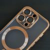 Прозрачен силиконов калъф за iPhone 15 Pro златен камера