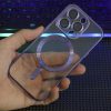 Прозрачен силиконов калъф за iPhone 15 Pro лилав изглед с камера