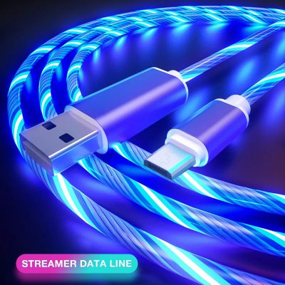 LED Светещ Usb кабел към Type C син