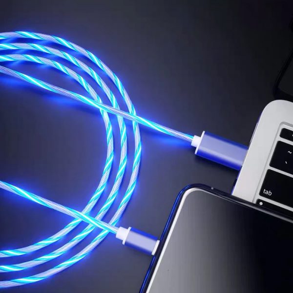 LED Светещ Usb кабел към Type C син лаптоп