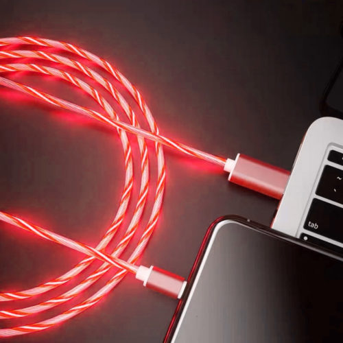LED Светещ Usb кабел към Type C червен лаптоп