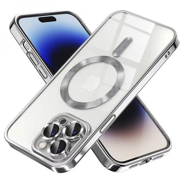 Прозрачен силиконов калъф за iPhone 13 Pro Max сребърен