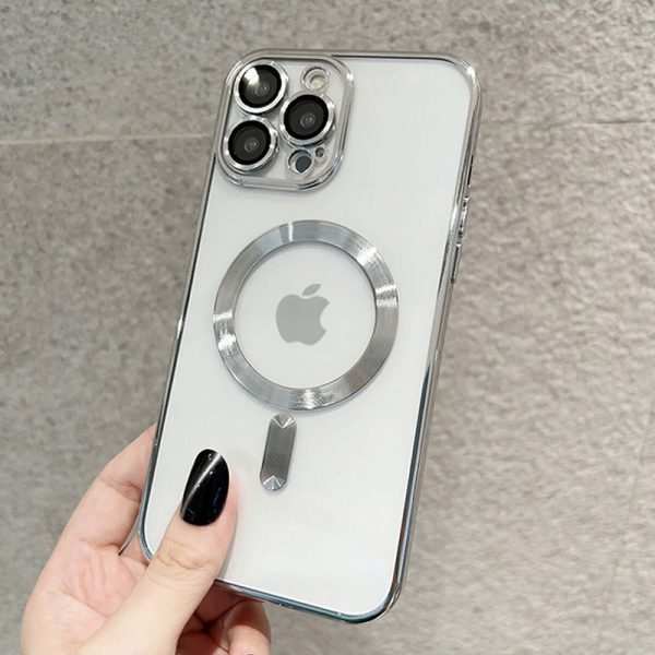 Прозрачен силиконов калъф за iPhone 13 Pro Max сребърен отзад 2