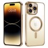 Прозрачен силиконов калъф за iPhone 13 Pro златен отпред и отзад