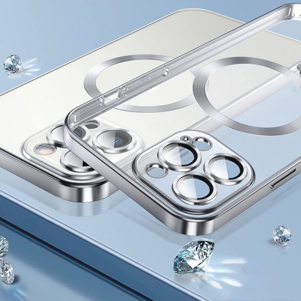 Прозрачен силиконов калъф за iPhone 14 Pro Max сребърен телефон