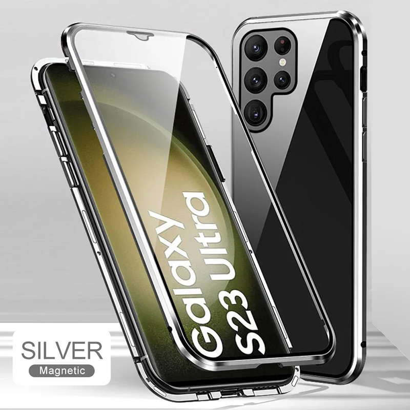 360 градусов магнитен калъф за Samsung Galaxy S23 Plus сребърен