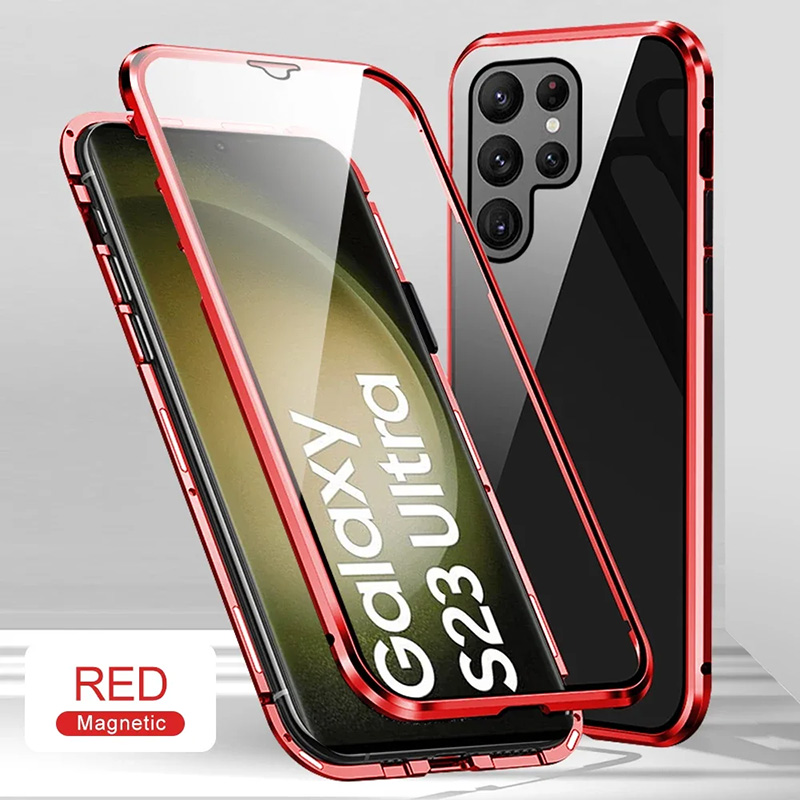 360 градусов магнитен калъф за Samsung Galaxy S23 Plus червен