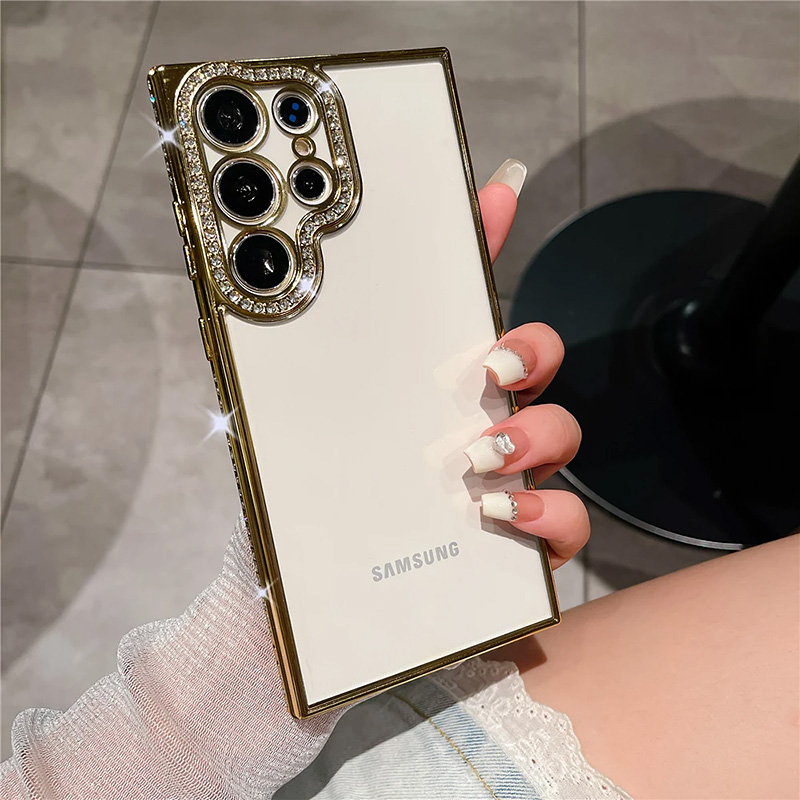 Луксозен калъф с кристали за Samsung Galaxy S24 Ultra с magsafe златен