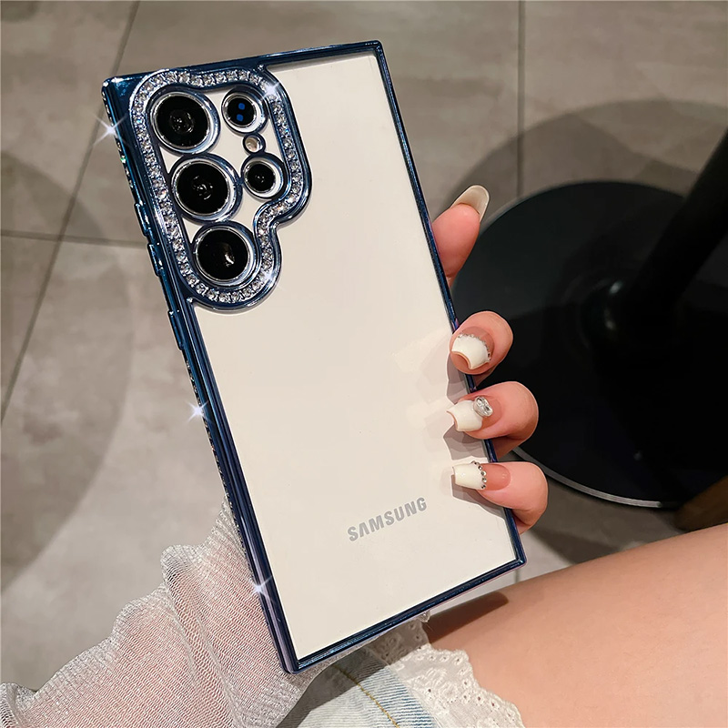 Луксозен калъф с кристали за Samsung Galaxy S24 Ultra с magsafe син