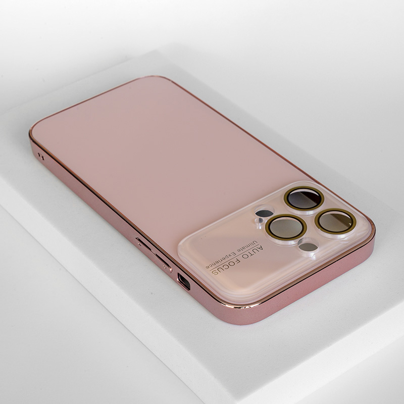 Луксозен калъф с пълна защита на камерата за iPhone 15 Pro Max розов