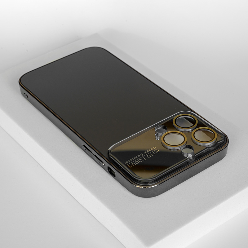 Луксозен калъф с пълна защита на камерата за iPhone 15 Pro Max черен