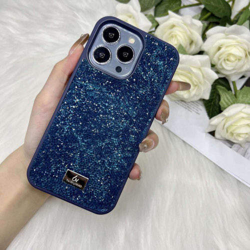 Оригинален калъф с кристали Swarovski за iPhone 15 Pro Max син