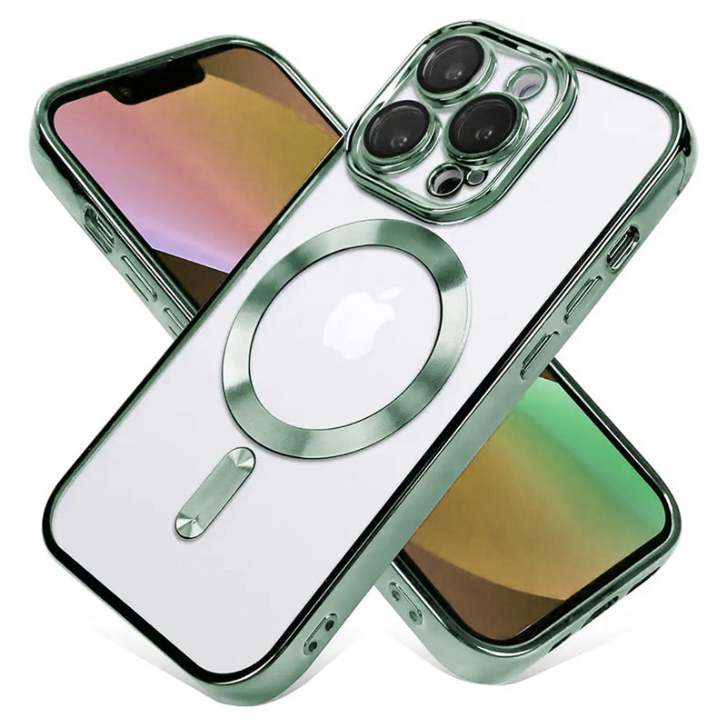 Прозрачен силиконов калъф за iPhone 14 Pro Max зелен
