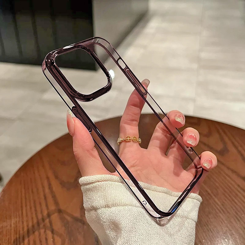 Прозрачен удароустойчив твърд калъф за iPhone 15 Pro Max розов