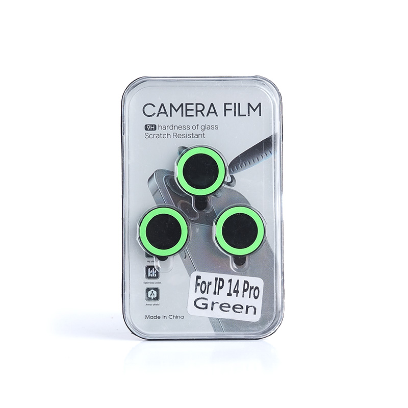 3D стъклен протектор за камера на iPhone 14 Pro зелен