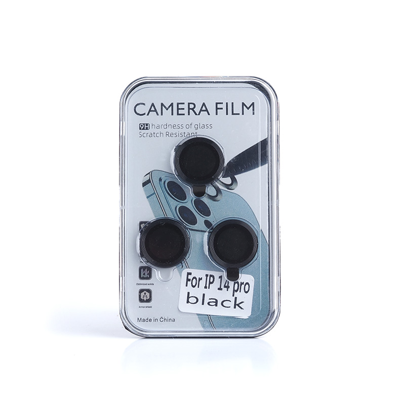 3D стъклен протектор за камера на iPhone 14 Pro черен