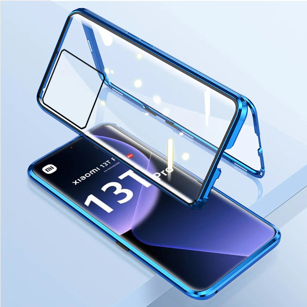 Магнитен стъклен калъф за Xiaomi 13 син