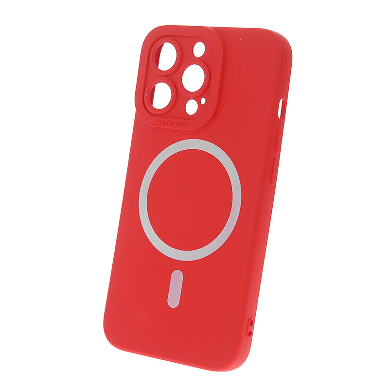 Червен силиконов калъф с Magsafe за iPhone 15 Pro Max