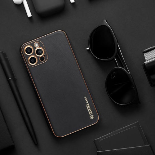 Луксозен кожен калъф за iPhone 14 Pro черен бизнес излъчване