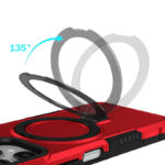 Удароустойчив калъф с опорна скоба за iPhone 15 червен завъртане