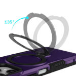 Удароустойчив калъф с опорна скоба за iPhone 15 Pro Max тъмно лилав завъртане