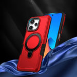 Удароустойчив калъф с опорна скоба за iPhone 15 Pro Max червен защита камера