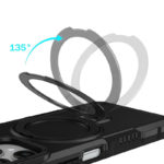 Удароустойчив калъф с опорна скоба за iPhone 15 Pro Max черен завъртане