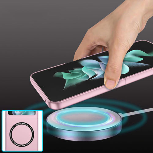 Калъф с MagSafe за Samsung Galaxy Z Flip 5 розов безжично зареждане