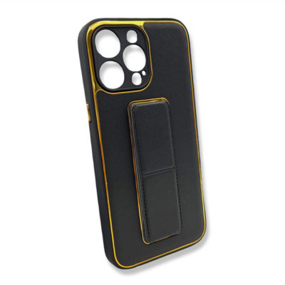 Луксозен кожен калъф със стойка за iPhone 13 Pro Max черен