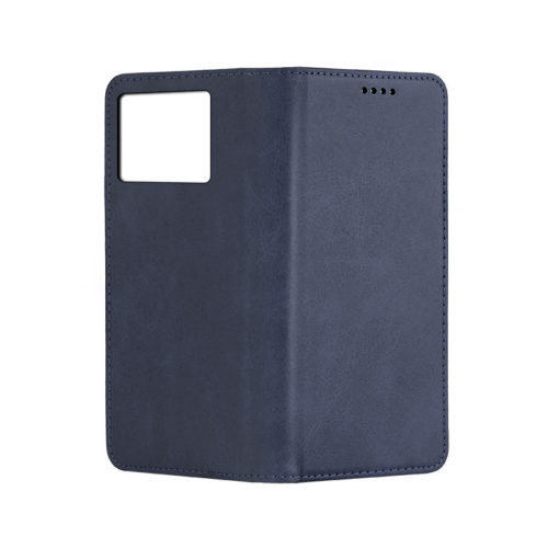 Кожен калъф с магнитен капак за Honor 200 Smart син камера