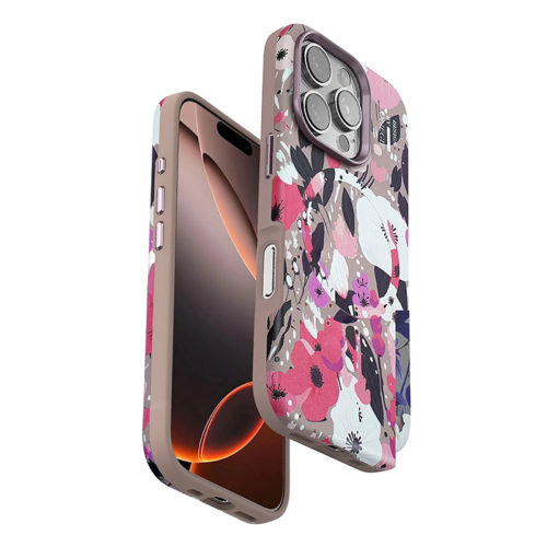 Оригинален калъф с цветя за iPhone 16 Pro Max тъмен