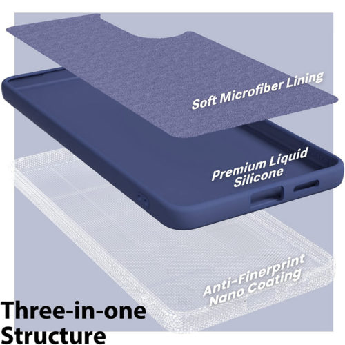 Силиконов калъф за Samsung Galaxy S25 Edge син микрофибър