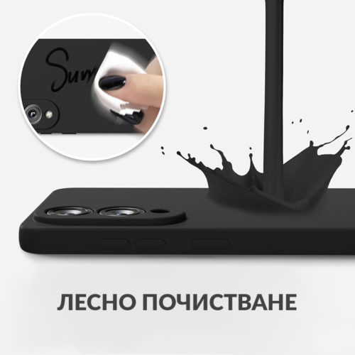 Силиконов калъф за Samsung Galaxy S25 Edge черен лесно почистване