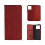 Кожен калъф с магнитен капак за Honor 400 Lite червен