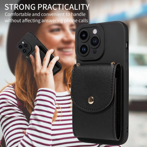 Луксозен калъф с портфейл за iPhone 16 Pro черен удобство