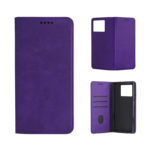 Кожен калъф с магнитен капак за Honor 400 Pro лилав